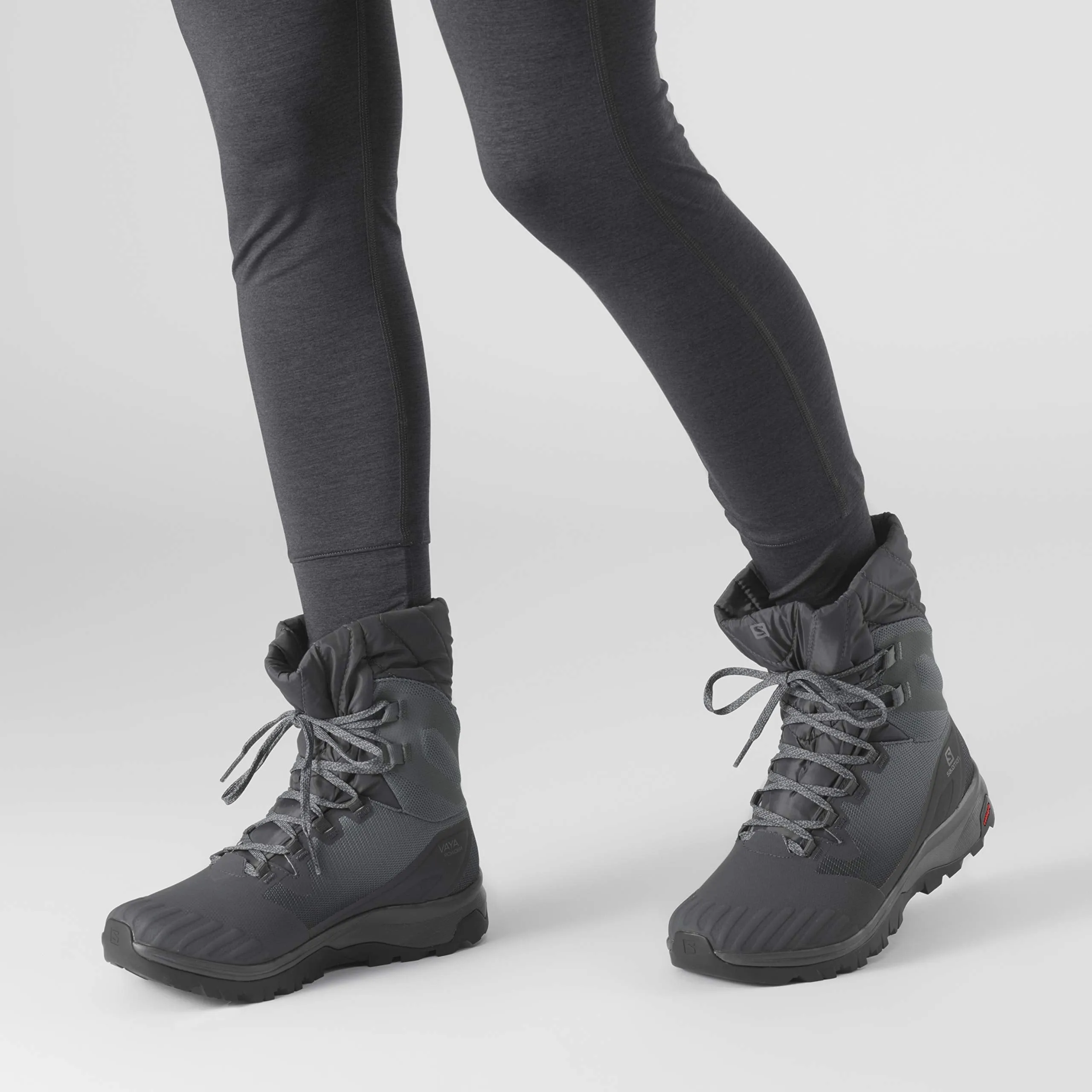 Salomon Women's VAYA Powder TS CSWP Winter Boots, Ebony/Stormy Weather/Black, 9.5