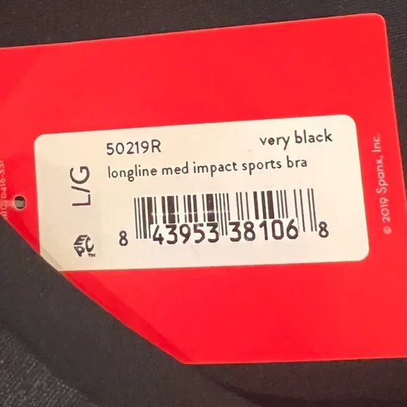 Spanx SpanxShape Black Get Moving Longline Sports Bra NWT Large