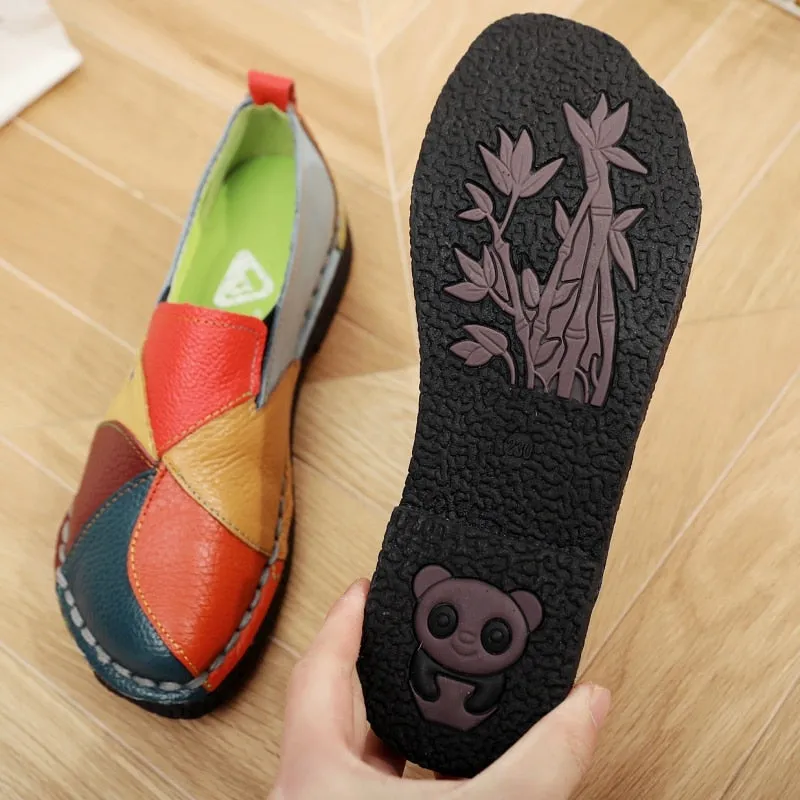 Summer Loafers Shoes Women Genuine Leather Slip-On Ballet Flats