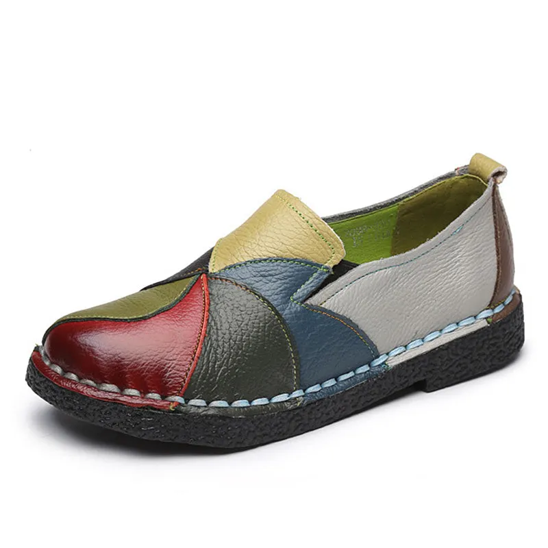 Summer Loafers Shoes Women Genuine Leather Slip-On Ballet Flats