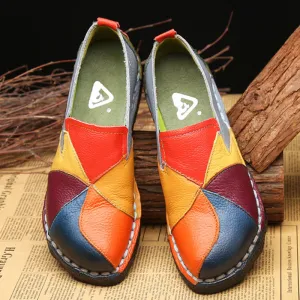 Summer Loafers Shoes Women Genuine Leather Slip-On Ballet Flats