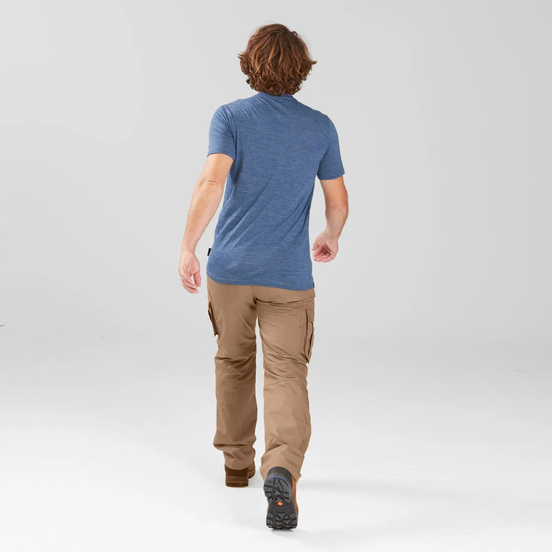 T-shirt de trek voyage manches courtes laine mérinos Homme - TRAVEL 500