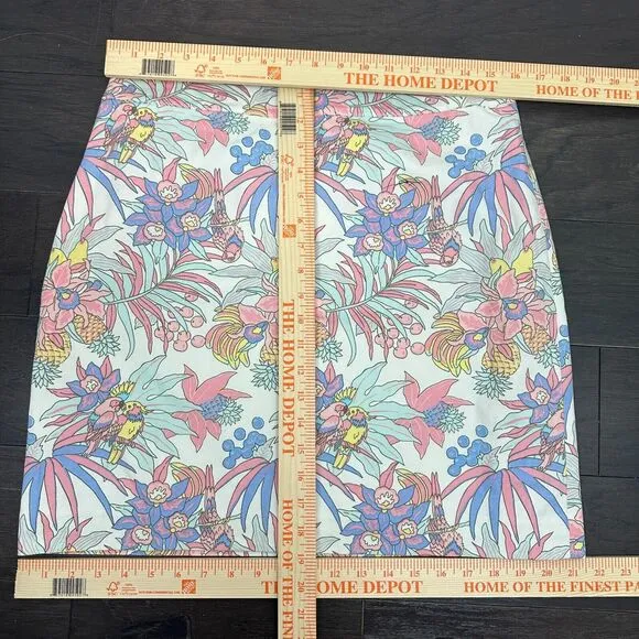 Talbots Canvas A-Line Skirt Womens 8 Pastel Tropical Floral Summer Vacation Chic