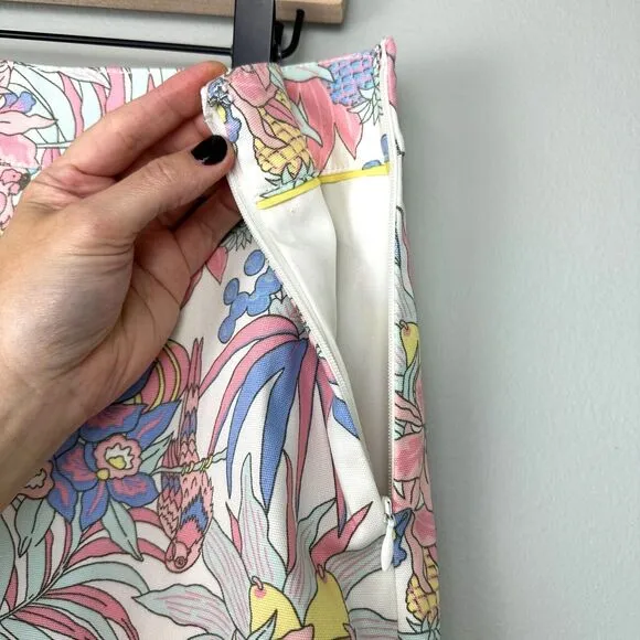 Talbots Canvas A-Line Skirt Womens 8 Pastel Tropical Floral Summer Vacation Chic