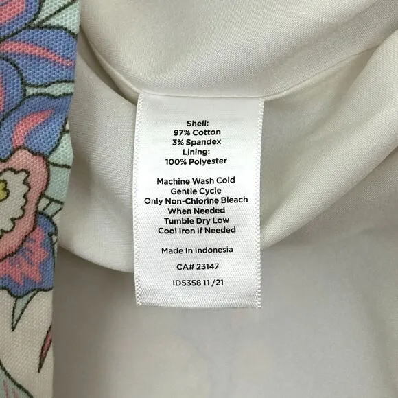 Talbots Canvas A-Line Skirt Womens 8 Pastel Tropical Floral Summer Vacation Chic