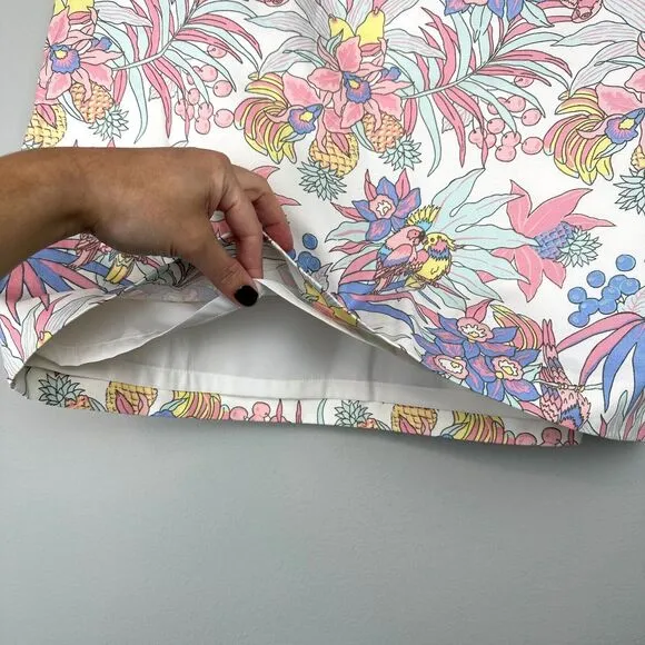 Talbots Canvas A-Line Skirt Womens 8 Pastel Tropical Floral Summer Vacation Chic