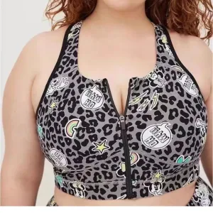 Torrid Sports Bra Disney Minnie Mouse Gray Leopard Work Out Athletic Size 5 EUC