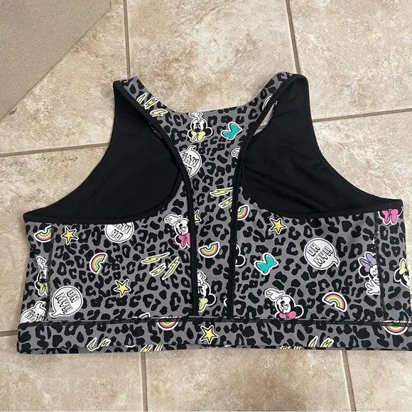 Torrid Sports Bra Disney Minnie Mouse Gray Leopard Work Out Athletic Size 5 EUC