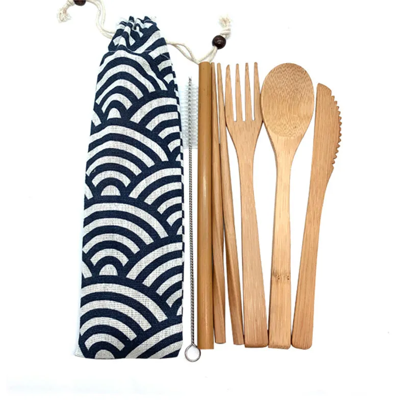 Traditional Bamboo Handmade Asian Wooden Utensils With Bag