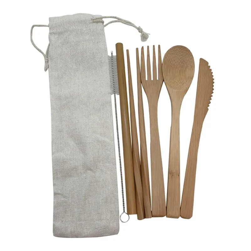 Traditional Bamboo Handmade Asian Wooden Utensils With Bag