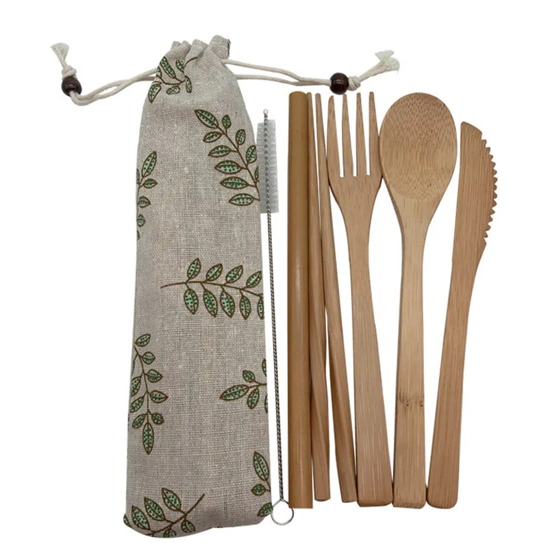 Traditional Bamboo Handmade Asian Wooden Utensils With Bag