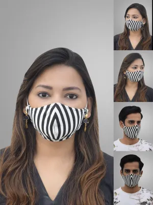 Unisex 5 Pcs 2-Ply Printed Stripes Reusable Outdoor Masks