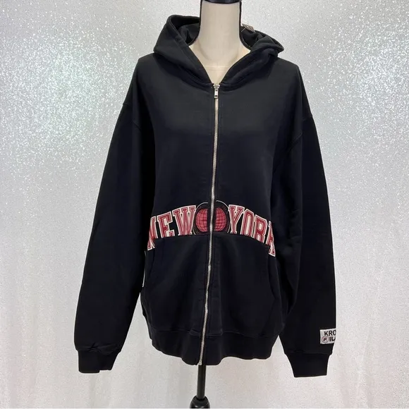UO EXECUTIVE KROST X FILA HOODIE NEW YORK SWEATSHIRT FULL ZIP COTTON NWT SIZE L
