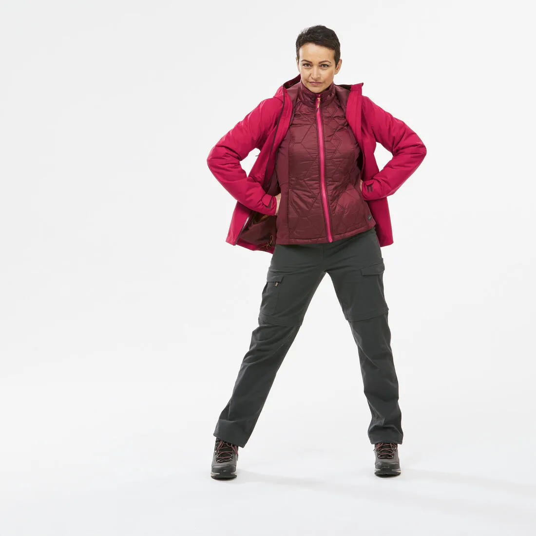 Veste 3en1 imperméable de randonnée - sh500 mountain -10°c - femme