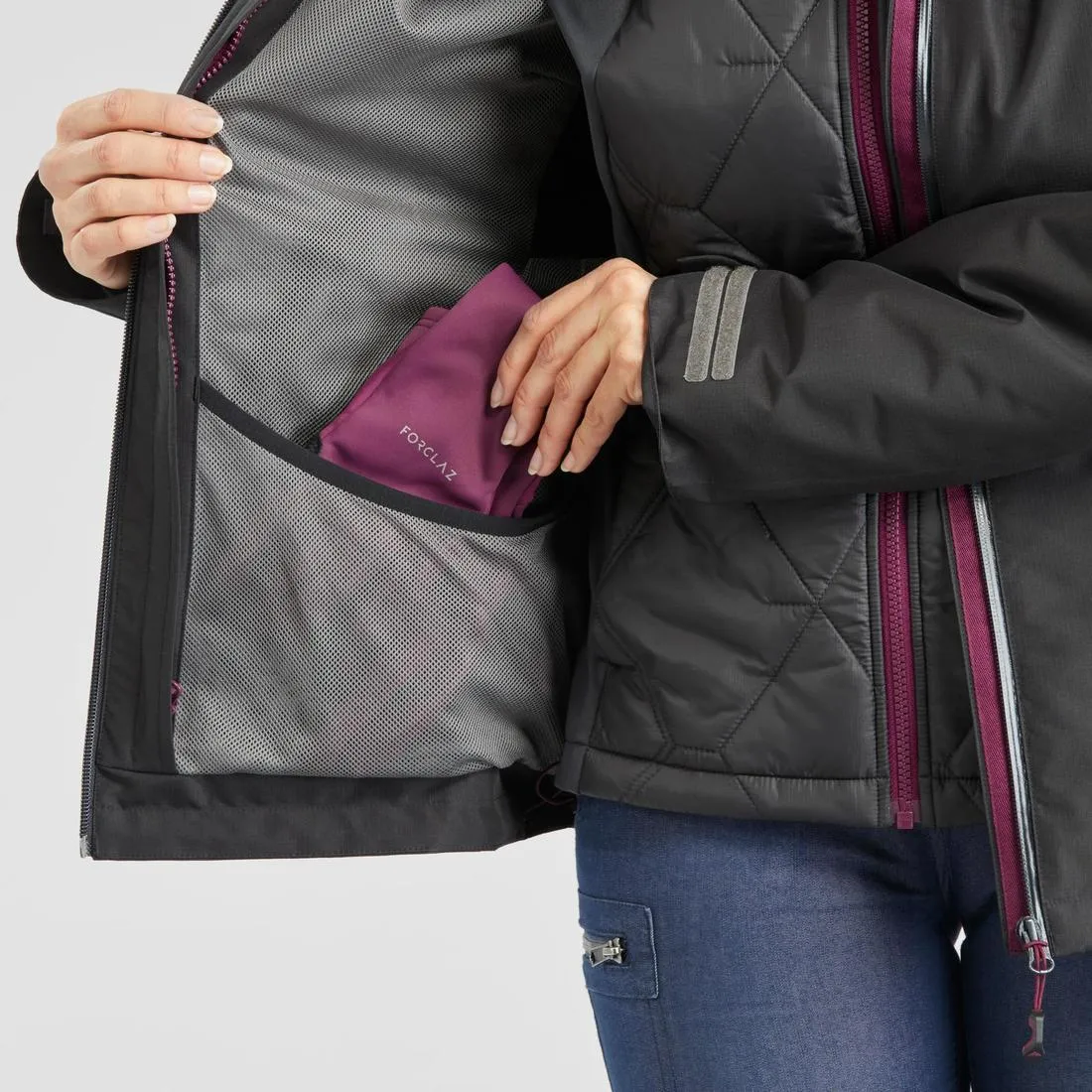 Veste 3en1 imperméable de randonnée - sh500 mountain -10°c - femme