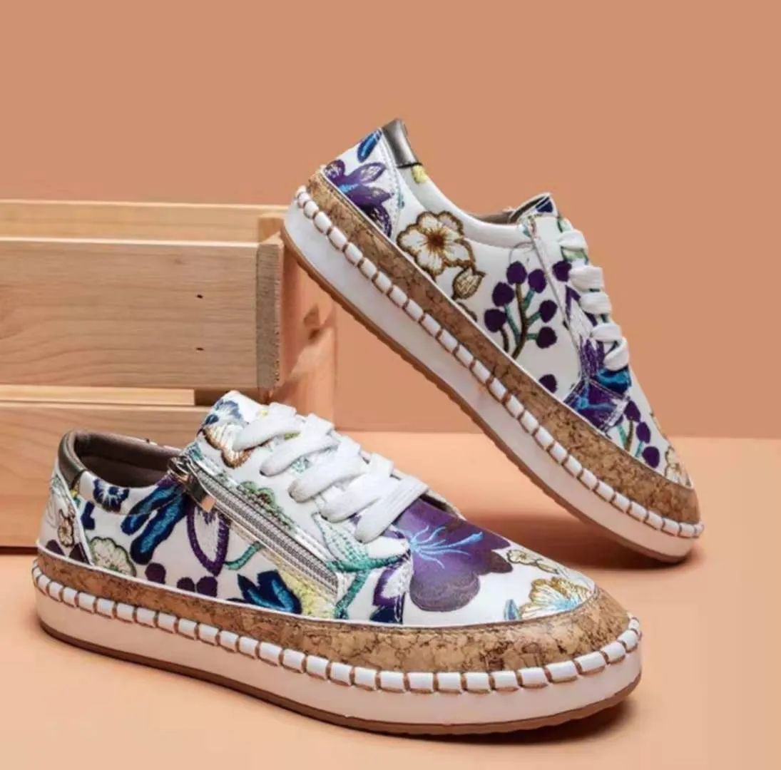 VilyVital™ | Comfortable and Stylish Women's Floral Printed Lace-Up Loafers