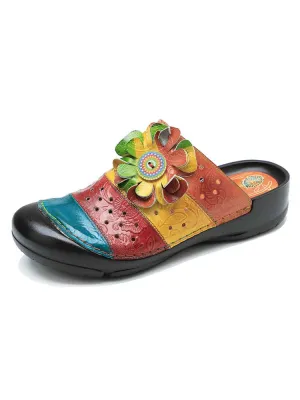 Vintage Handmade Stitching Colorful Sandals