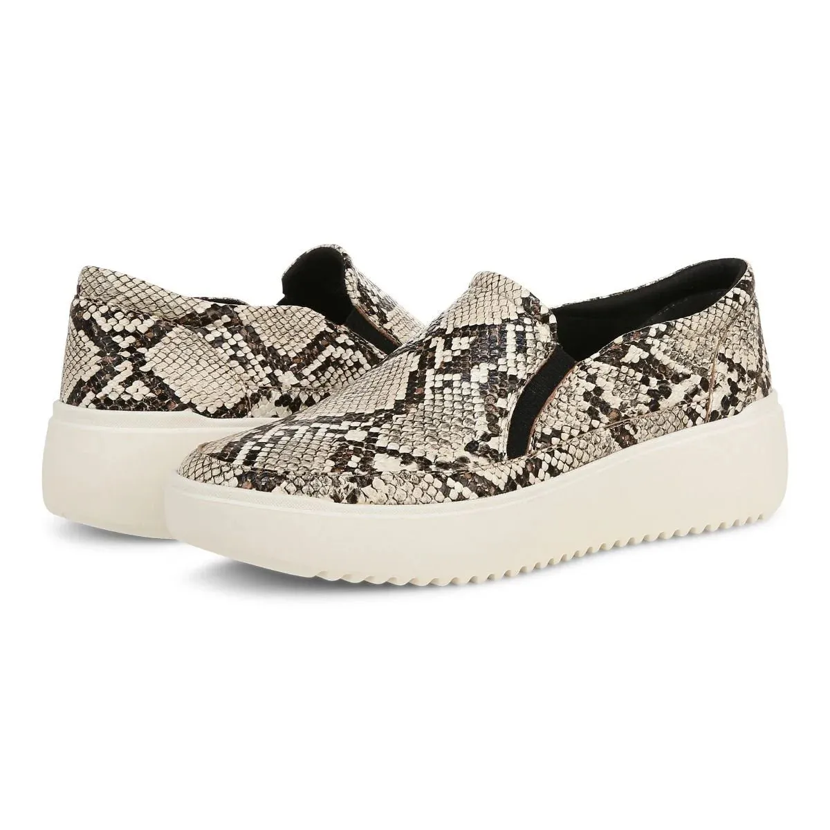 VIONIC KEARNY BLACK/WHITE SNAKE PLATFORM SLIP ON SNEAKER