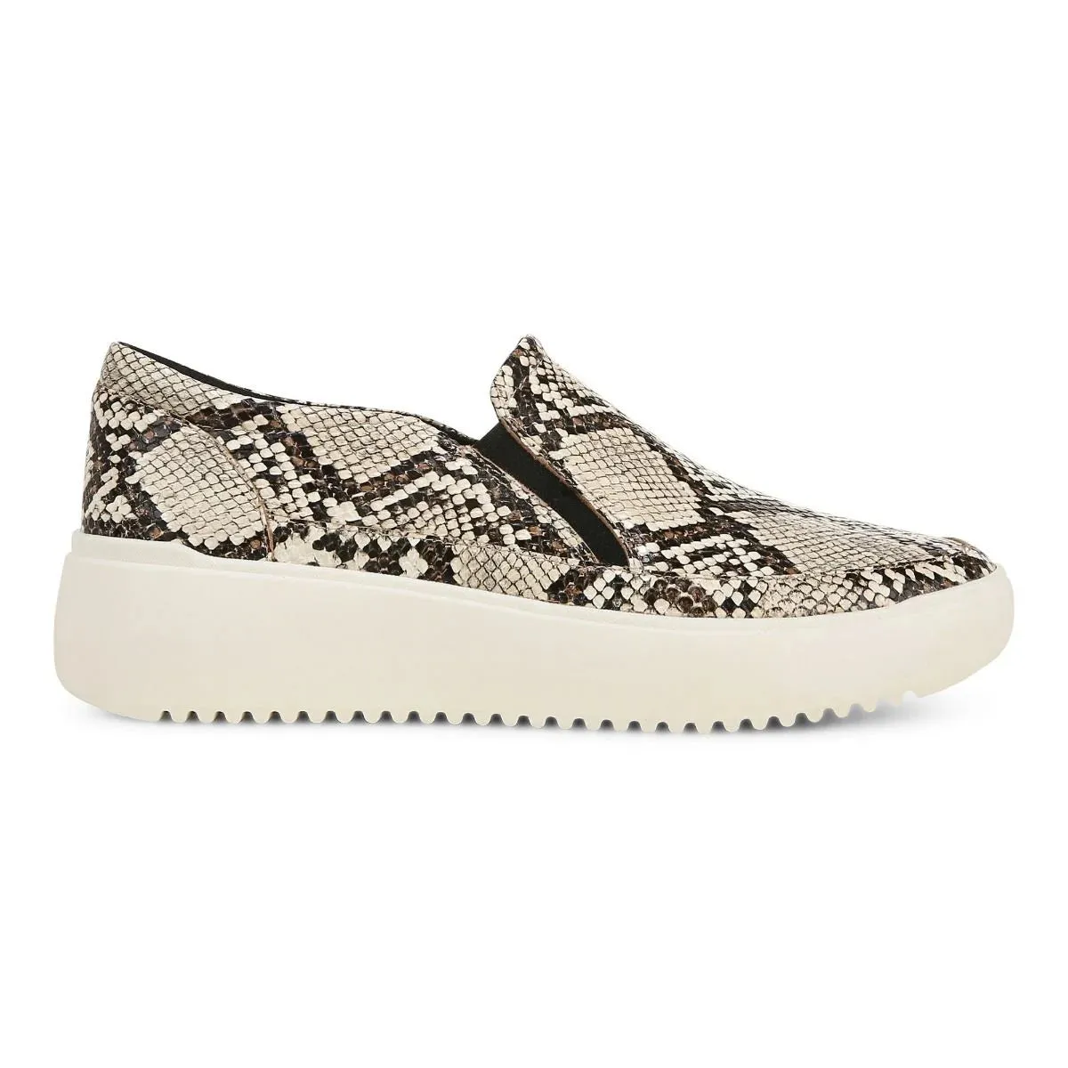 VIONIC KEARNY BLACK/WHITE SNAKE PLATFORM SLIP ON SNEAKER