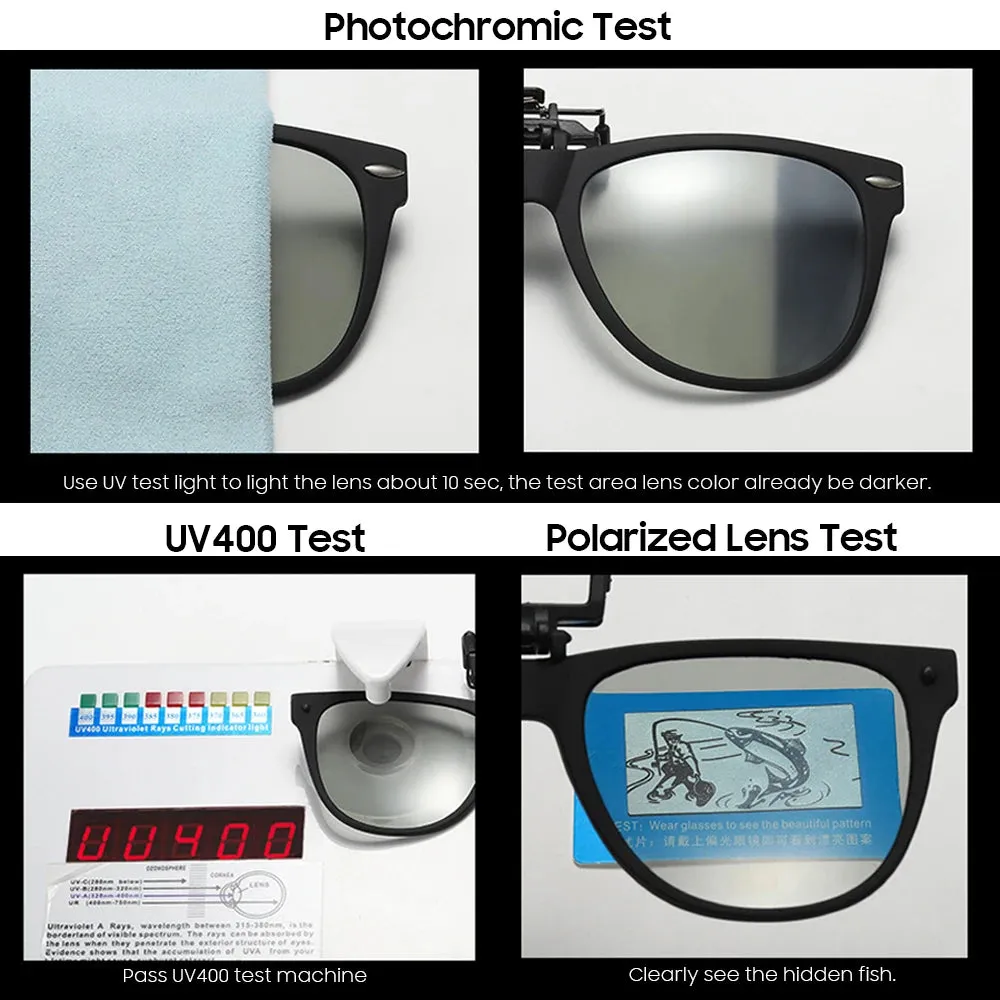 VIVIBEE Men Photochromic Polarized Lens Flip Up Clip-on Sunglasses