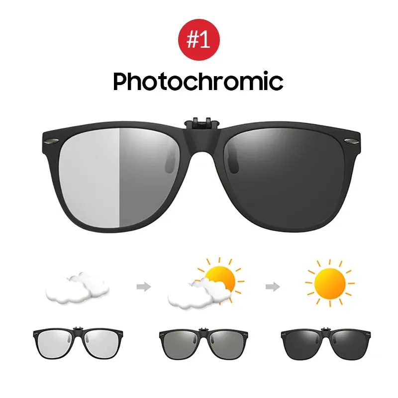 VIVIBEE Men Photochromic Polarized Lens Flip Up Clip-on Sunglasses