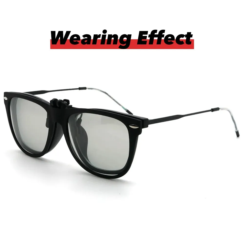VIVIBEE Men Photochromic Polarized Lens Flip Up Clip-on Sunglasses