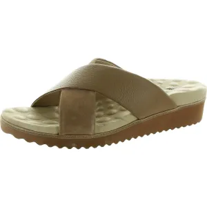 Walking Cradles Womens Padded Insole Leather Slide Sandals