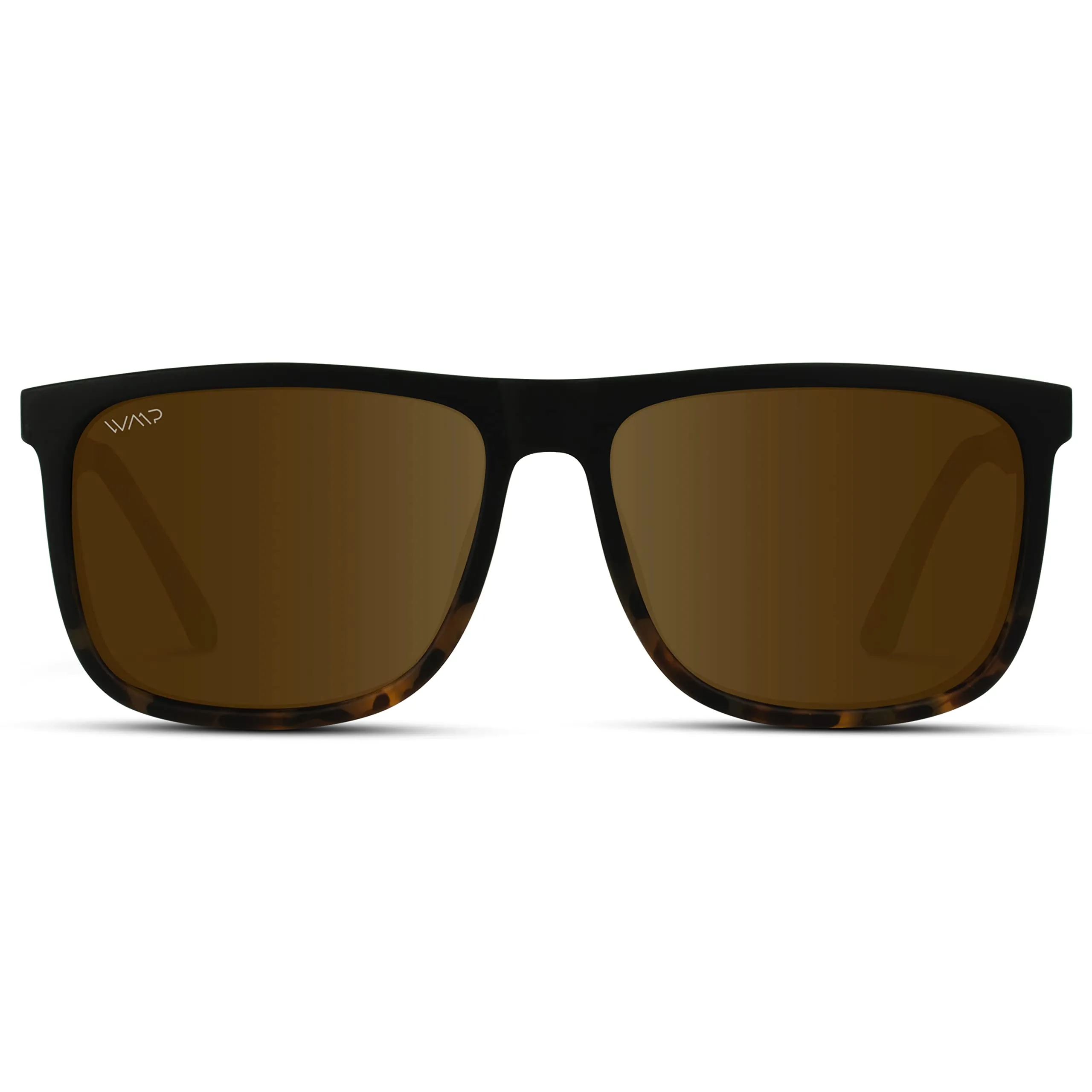 WearMe Pro Polarized Flat Top Narrow Square Mens Sunglasses (Matte Black Tortoise/Brown Lens)