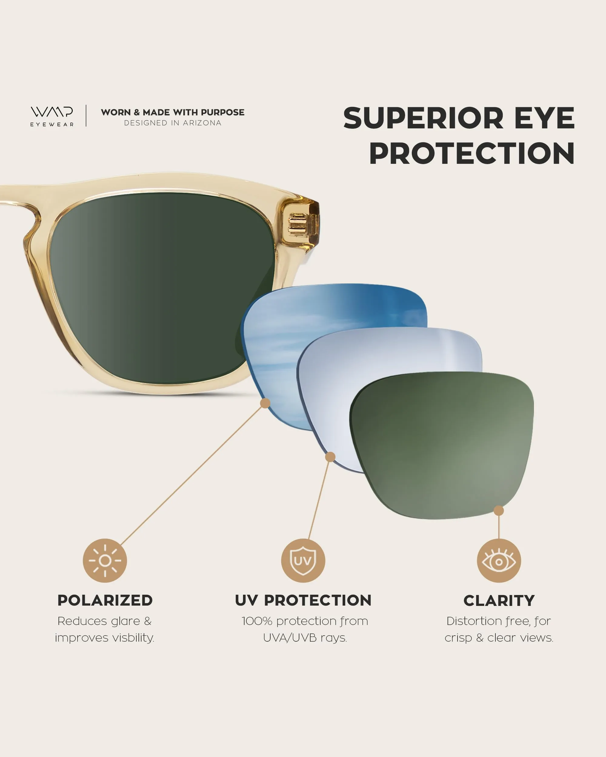 WearMe Pro Polarized Retro Large Rectangular Mens Sunglasses (Crystal Yellow/Smoke Green Lens)
