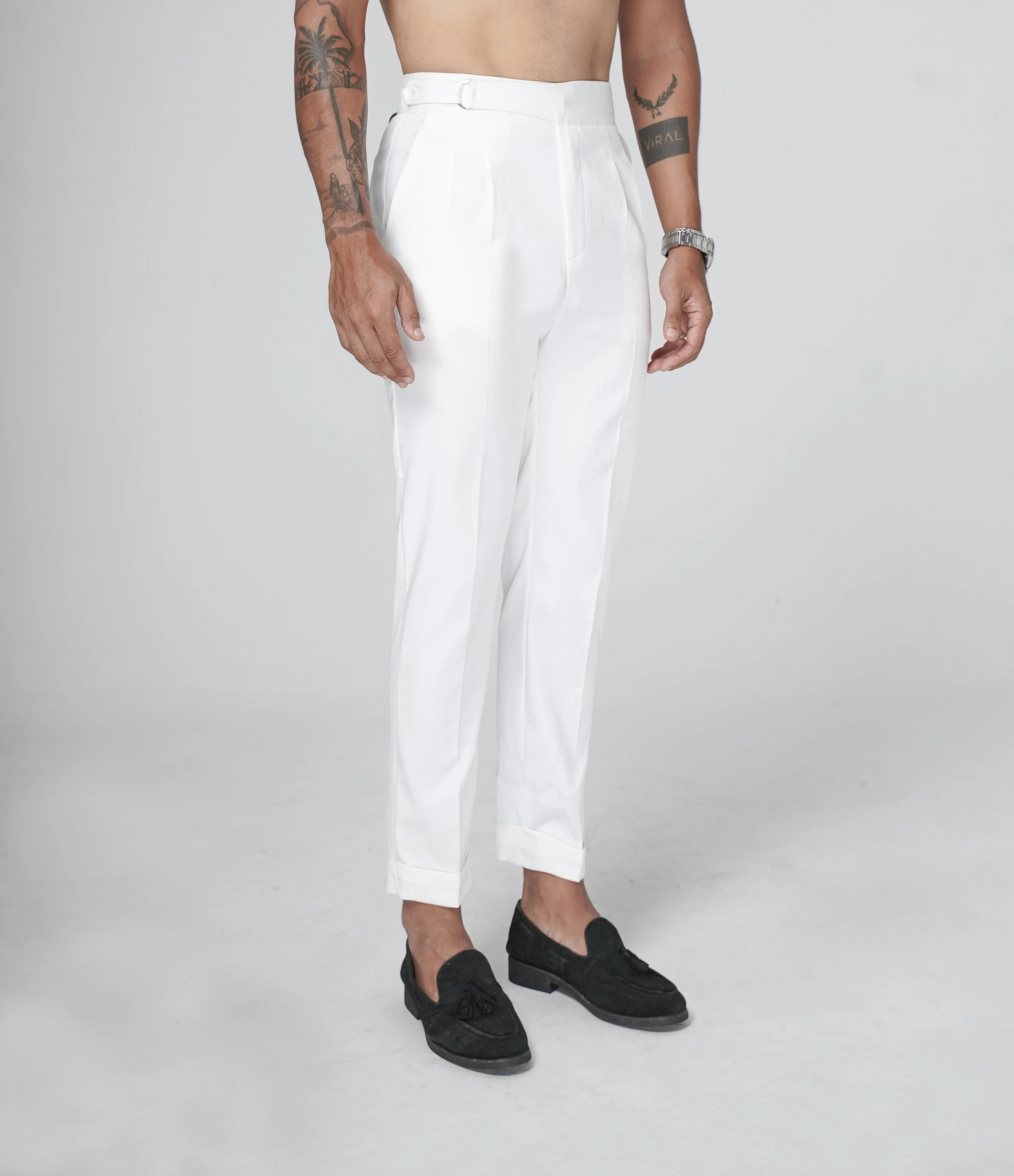 WHITE SIDE-TAB V2 TROUSERS
