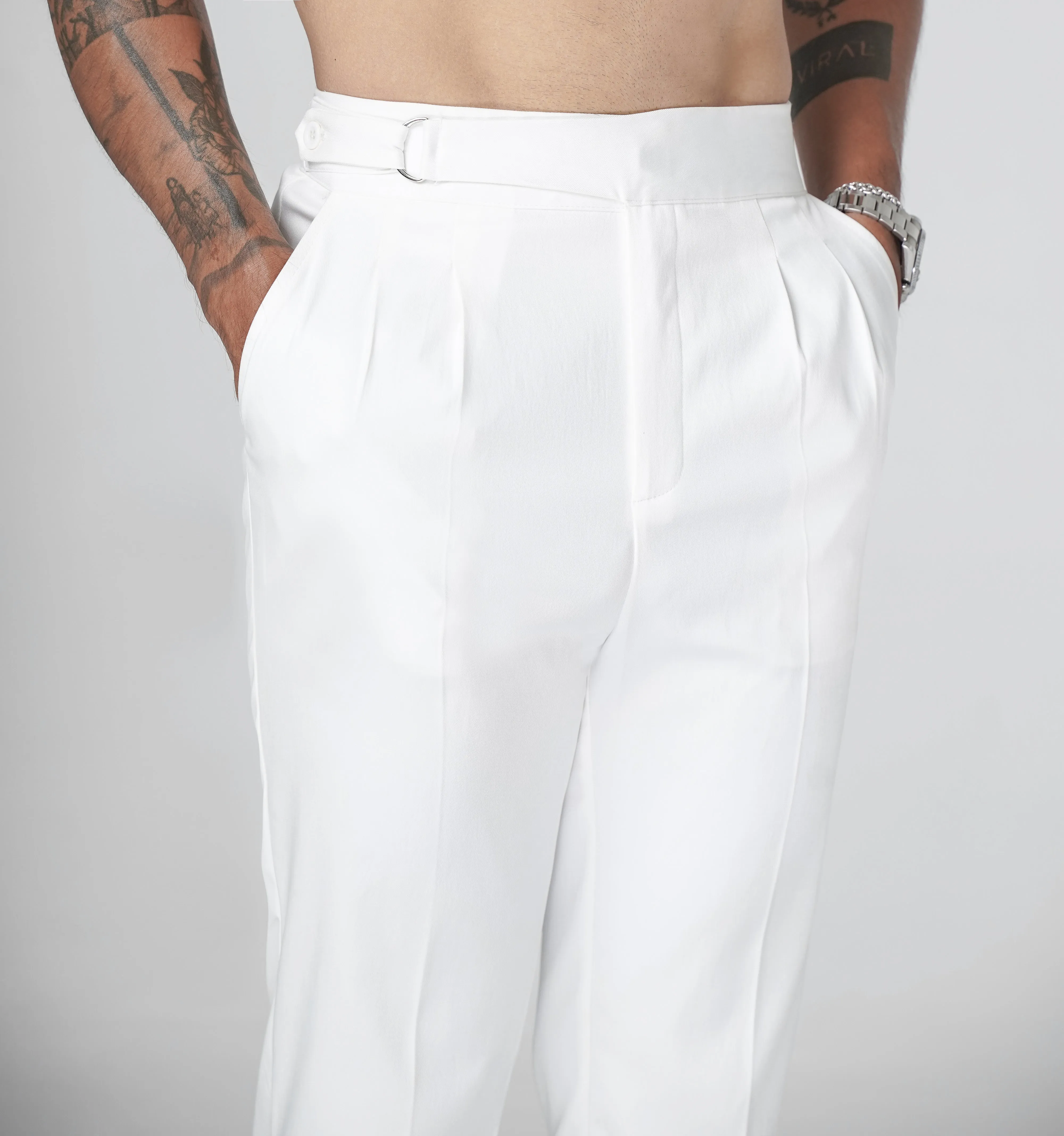 WHITE SIDE-TAB V2 TROUSERS