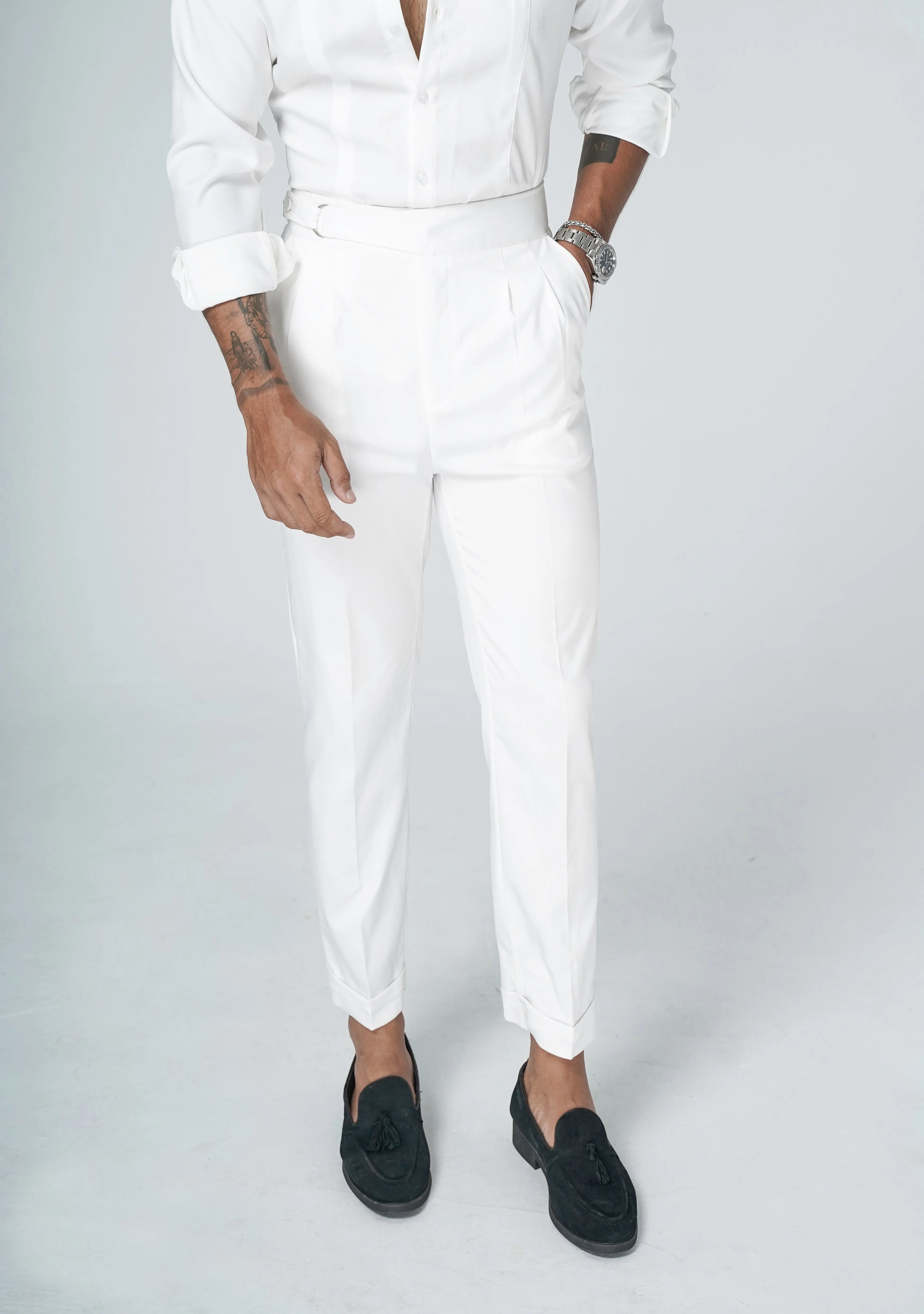 WHITE SIDE-TAB V2 TROUSERS