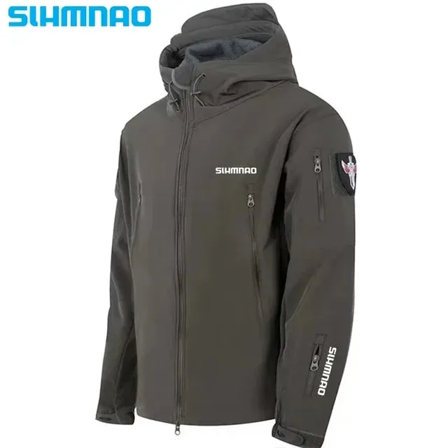 Windproof and Waterproof Fishing Shirt, Men's Soft Shell, Winter Tactical Military Jacket, Hooded Pants, Hiking Hunting Assault