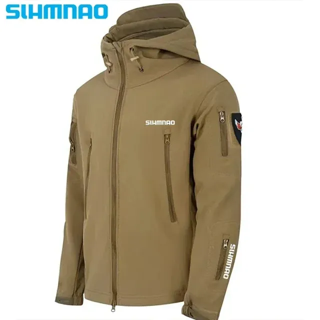 Windproof and Waterproof Fishing Shirt, Men's Soft Shell, Winter Tactical Military Jacket, Hooded Pants, Hiking Hunting Assault