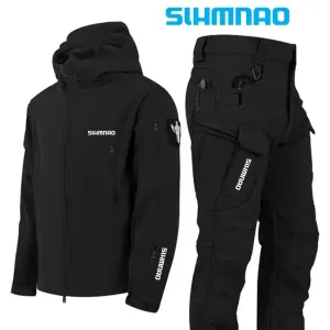 Windproof and Waterproof Fishing Shirt, Men's Soft Shell, Winter Tactical Military Jacket, Hooded Pants, Hiking Hunting Assault