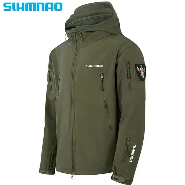Windproof and Waterproof Fishing Shirt, Men's Soft Shell, Winter Tactical Military Jacket, Hooded Pants, Hiking Hunting Assault