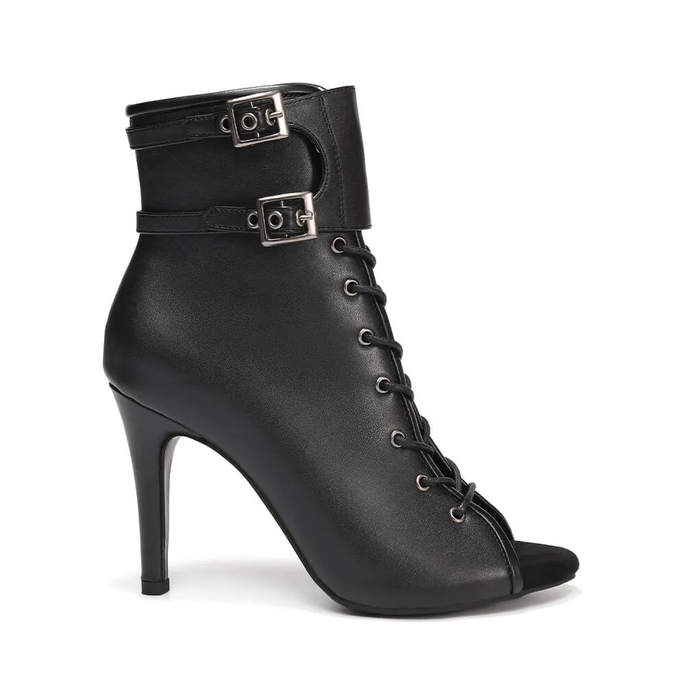 Women's Buckle Open Toe Dance Ankle Boots