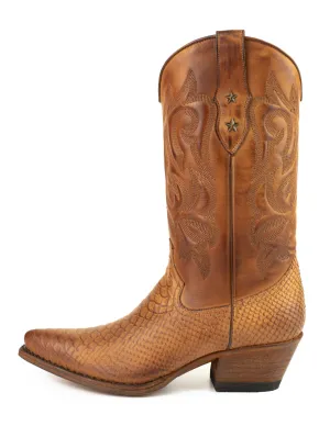 Women's Cowboy Country Western Boots Handmade Brown Leather 2524