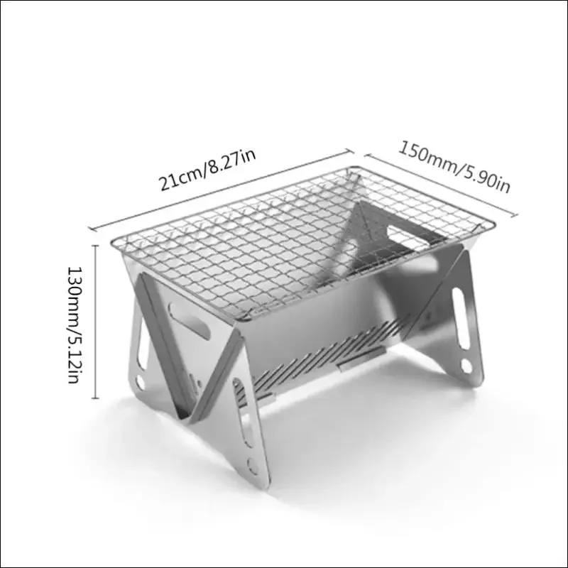 Wood burning camp stove with grill-grid - portable backpacking stove for outdoor cooking