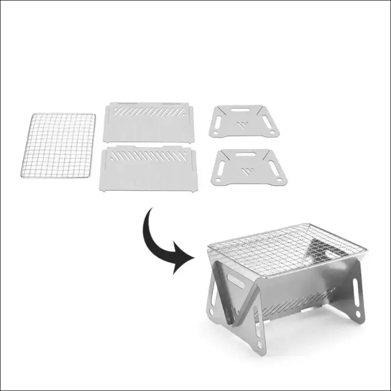 Wood burning camp stove with grill-grid - portable backpacking stove for outdoor cooking