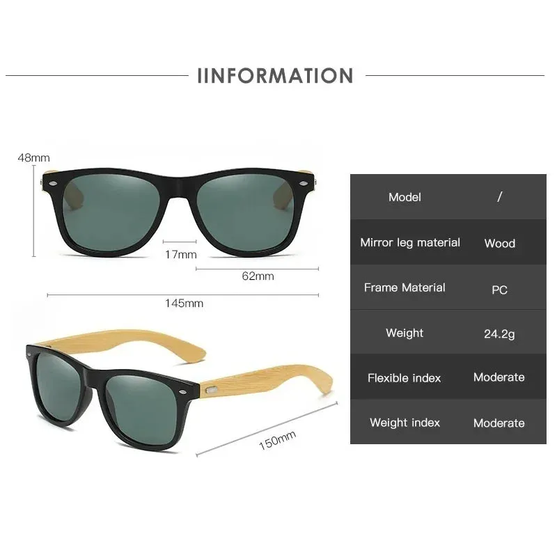 Wooden Bamboo UV400 Sunglasses Classic Men's Eyewear for Driving